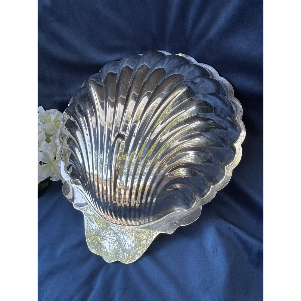 English Silver Corp. Large Silver Plated Scallop Shell Bowl USA - Picture 5 of 15